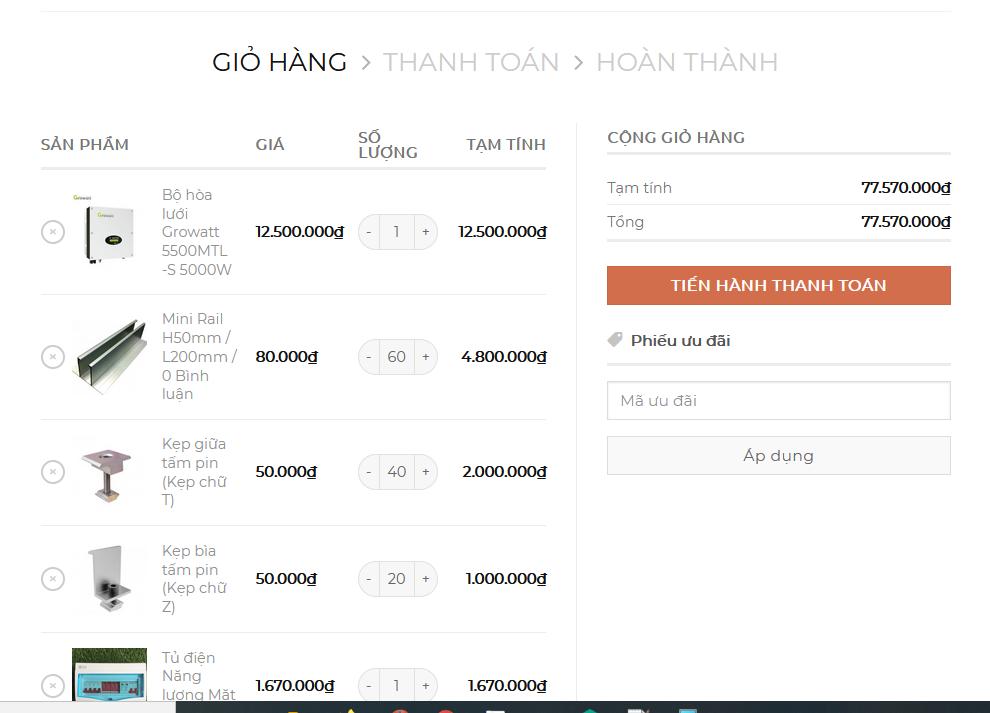 Tự lập báo giá hệ thống điện măt trời