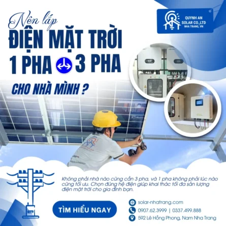 Nên chọn lắp Điện mặt trời 1 pha hay 3 pha cho nhà mình
