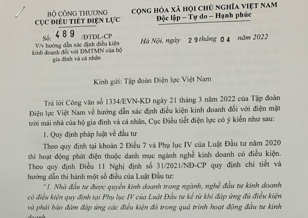 tra loi tu bo cong thuong ve dien mat troi | Quỳnh An Solar Nha Trang Khánh Hòa