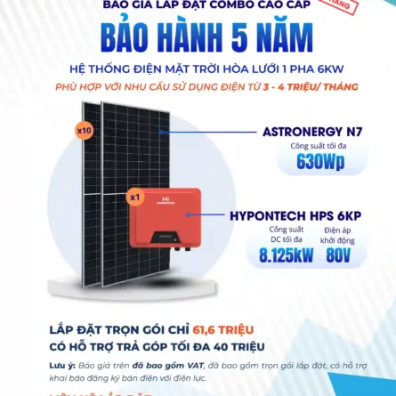 Báo giá trọn bộ Điện mặt trời Hòa lưới bám tải 6kW có Bảo hành Chính Hãng tại Nha Trang 20 Báo giá trọn bộ Điện mặt trời Hòa lưới bám tải 6kW tại Nha Trang