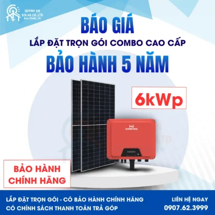 Báo giá trọn bộ Điện mặt trời Hòa lưới bám tải 6kW