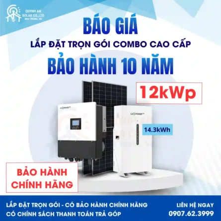 Báo giá trọn bộ Điện mặt trời Hybrid 12kw có lưu trữ 14kWh - Bảo hành 10 năm Chính Hãng