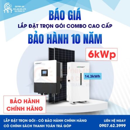 Báo giá Điện mặt trời Hybrid 6kw có lưu trữ 14kWh - Bảo hành 10 năm Chính Hãng