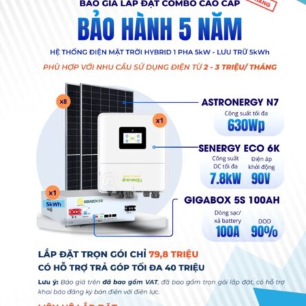Báo giá trọn bộ Điện mặt trời Hybrid Eco 5kw có lưu trữ 5kWh - Bảo hành 5 năm Chính hãng 20 Báo giá chi tiết trọn gói Điện mặt trời Hybrid 5kW Senergy lưu 5kWh