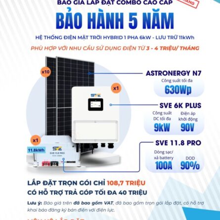 Báo giá trọn bộ Điện mặt trời Hybrid SVE 6kw có lưu trữ 11kWh - Bảo hành 5 năm Chính Hãng 20 Báo giá chi tiết trọn gói Điện mặt trời Hybrid 5kW SVE lưu 11kWh