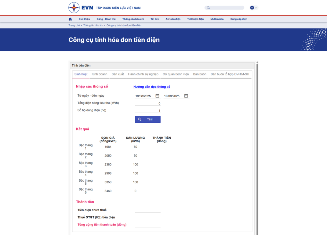 &bull; Cong cu tinh hoa don tien dien