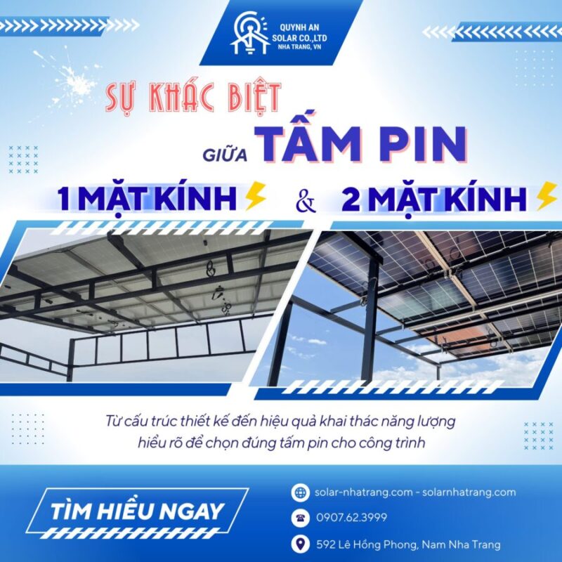 Sự khác biệt giữ tấm Pin 1 mặt kính và Tấm Pin 2 mặt kính