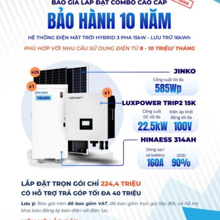 Báo giá trọn gói Hệ thống Điện mặt trời Hybrid 3 pha 15kW lưu trữ 16kWh - Bảo hành 10 năm Chính hãng 16 Chi tiết bộ báo giá Điện mặt trời bảo hành 10 năm hệ 3 pha 15kW có lưu trữ 16kWh