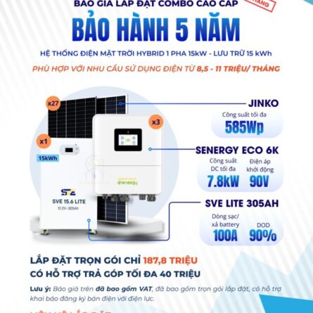 Báo giá trọn gói Hệ thống Điện mặt trời Hybrid 15kW lưu trữ 15kWh - Bảo hành 5 năm Chính hãng 26 Chi tiết Báo giá Hybrid 1 pha 15kW lưu 15kWh Bảo hành 5 năm Chính hãng