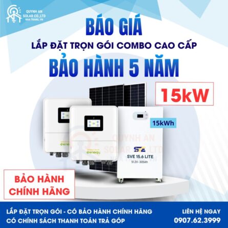 Báo giá Hybrid 1 pha 15kW lưu 15kWh tại Quỳnh An Solar