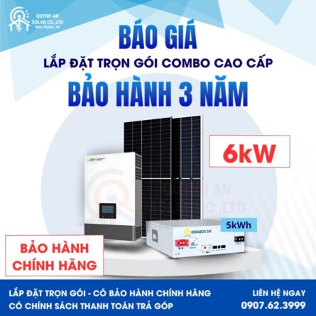 Báo giá Hybrid 1 pha 6kW lưu 5kWh tại Quỳnh An Solar