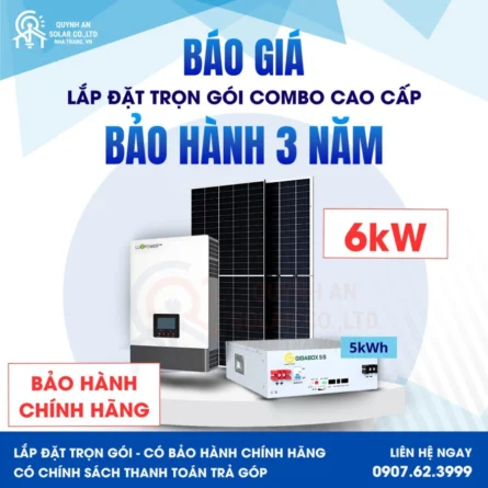 Báo giá Hybrid 1 pha 6kW lưu 5kWh tại Quỳnh An Solar