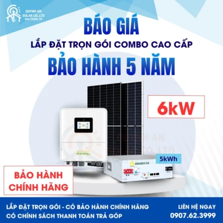 Báo giá Hybrid 1 pha 6kW lưu 5kWh tại Quỳnh An Solar