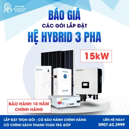 Tổng hợp báo giá các hệ thống Điện mặt trời 3 pha 15kW tại Quỳnh An Solar